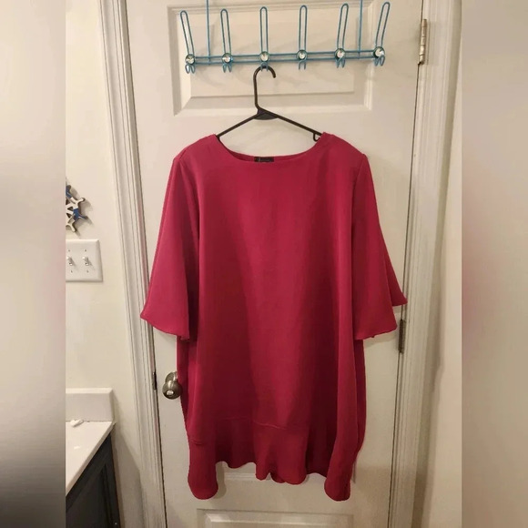 Allie Coosh Dark Pink Short Sleeved Dress Size XXL Midi #M635 - Picture 1 of 5